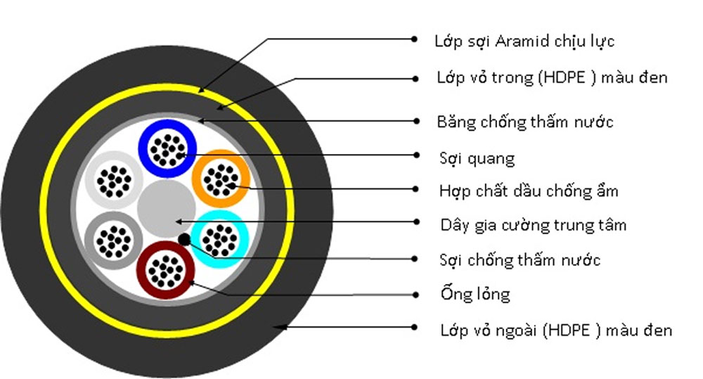 cấu trúc cáp quang 12fo kv100