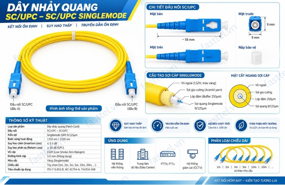 Tổng quan sản phẩm dây nhảy quang SC/UPC-SC/UPC