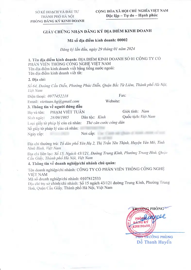 Giấy đăng ký kinh doanh