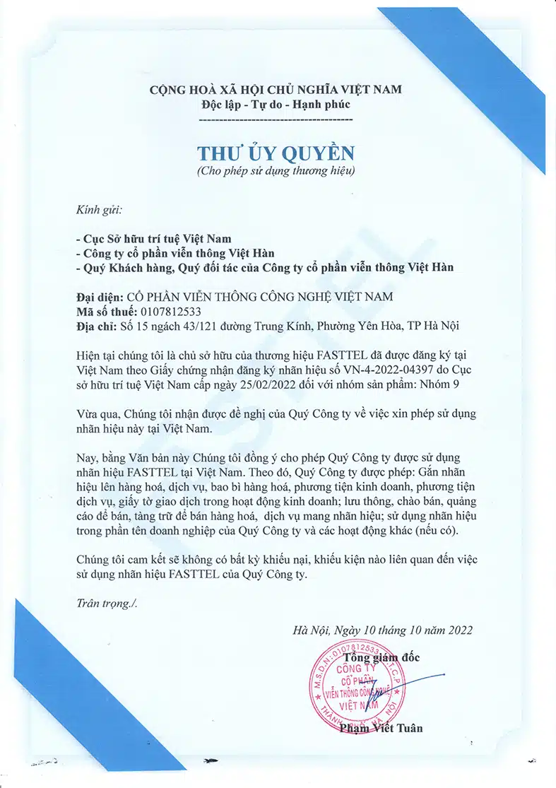thư ủy quyền