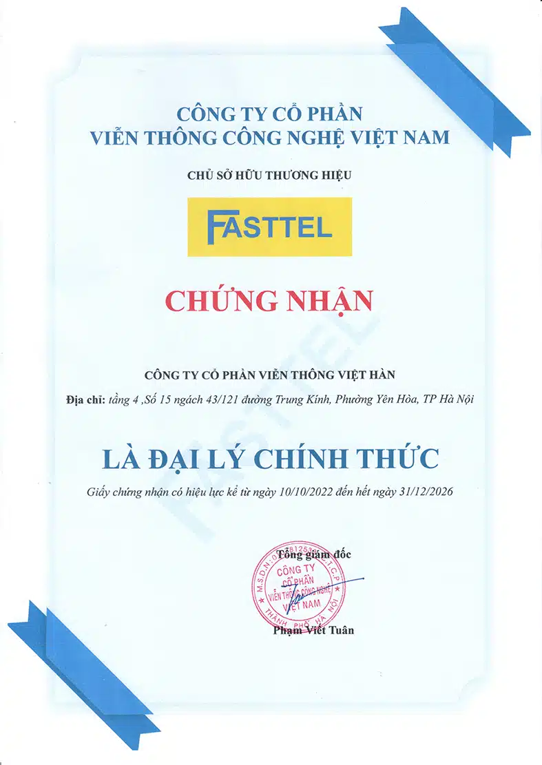 chứng nhận đại lý
